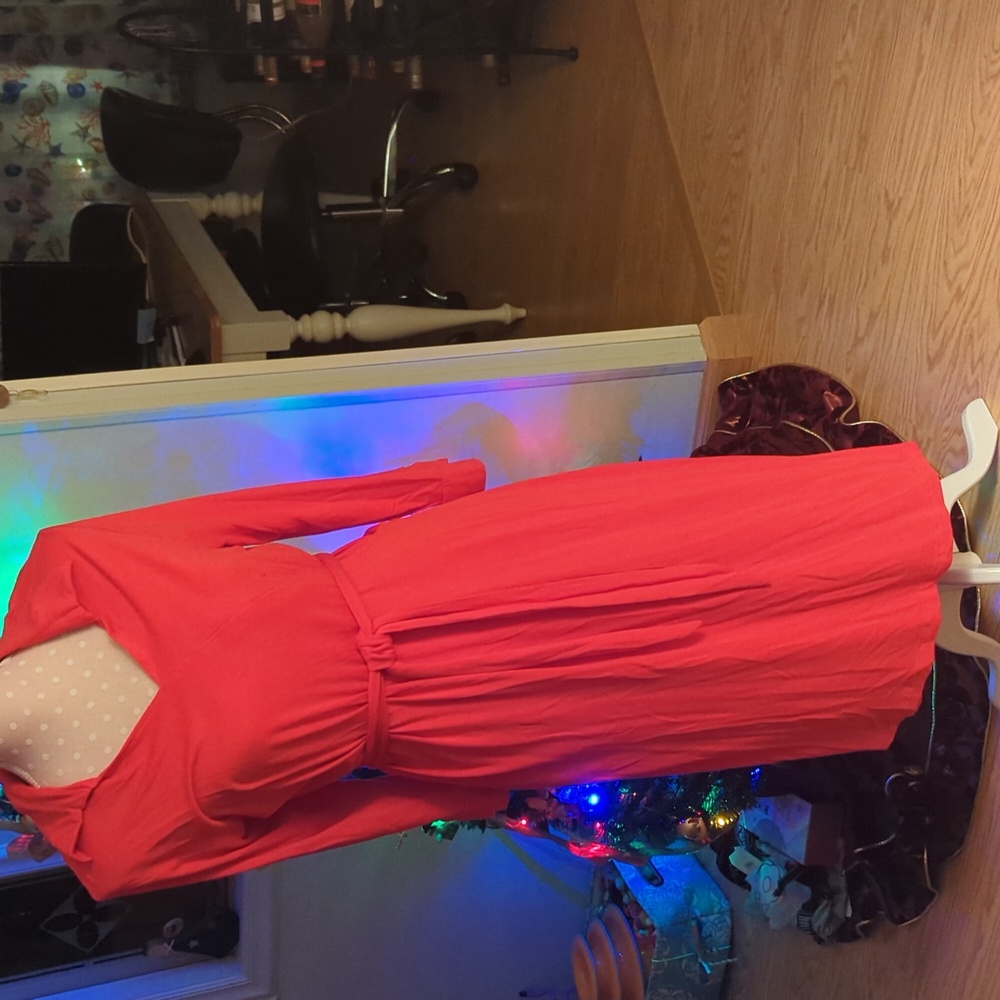 Red wrap dress
